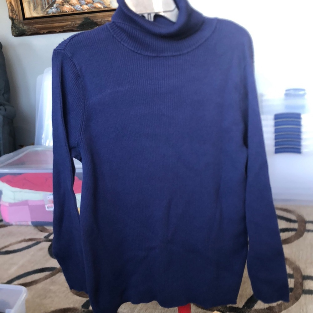 White Stag Blue Ribbed Turtle Neck 3X (22W / 24W)